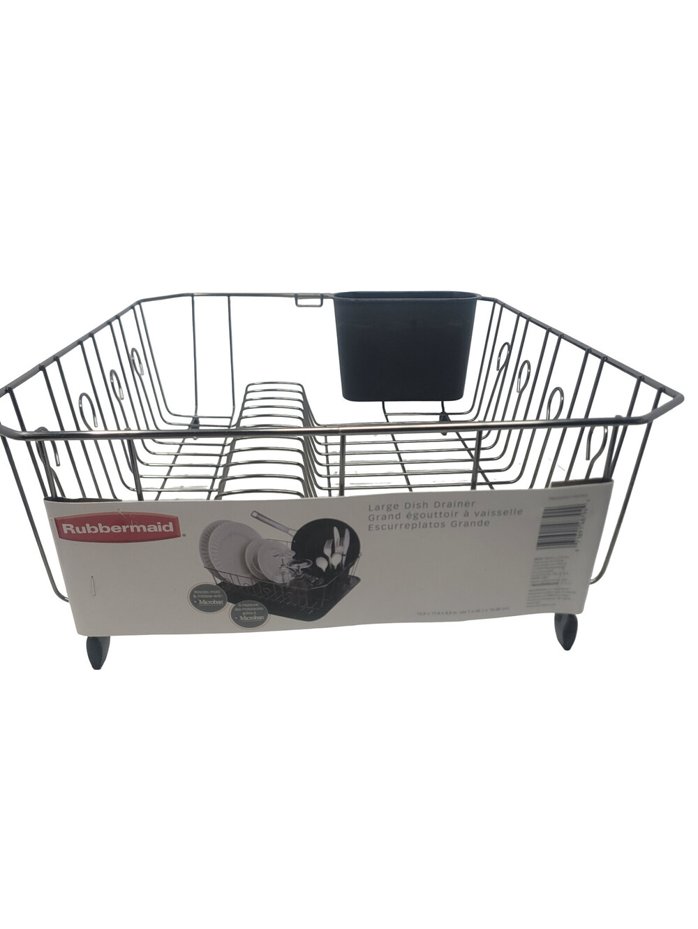Rubbermaid Large Microban Wire Dish Drainer Black Chrome New